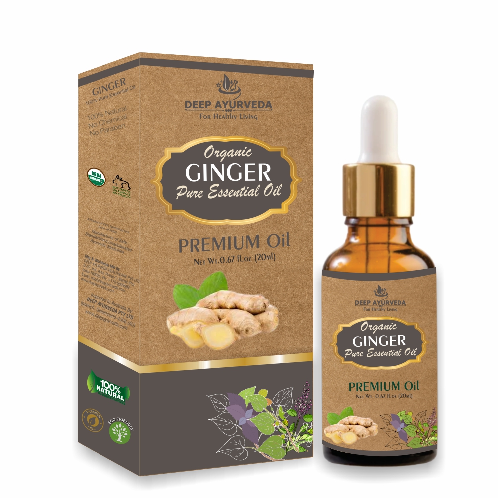 Ginger Pure Essential Oil (Zingiber Officinale) 20 ml Soothes Aches